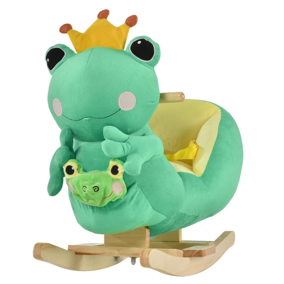 Frog Rocking Horse for Toddlers with Music and Seat Belt Plush Ride On Toy for Kids Ages 18-36 Months