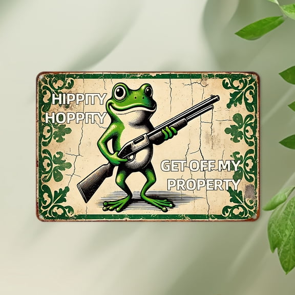 Frog Room Sign Hippity Hoppity Get Of My Property Sign Vintage Metal Tin Signs No Trespassing Signs Frog Poster Warning Sign Retro Frogs Wall Decor For Home Garden Bedroom Door 8x6 Inch