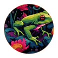 Frog Round Car Coasters (6PCS) Microfiber Leather, 11x11 cm/4.3x4.3 in