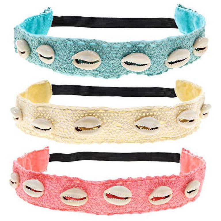 Frog Sac 3 Cowrie Shell Lace Headbands for Girls, No Slip  display picture 1