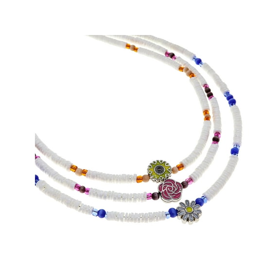 Frog Sac 3 Puka Shell Necklace Set, White Seashell Chokers for Women