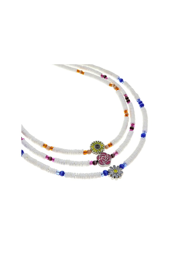 3 Puka Shell Necklace Set, White Seashell Chokers for Women