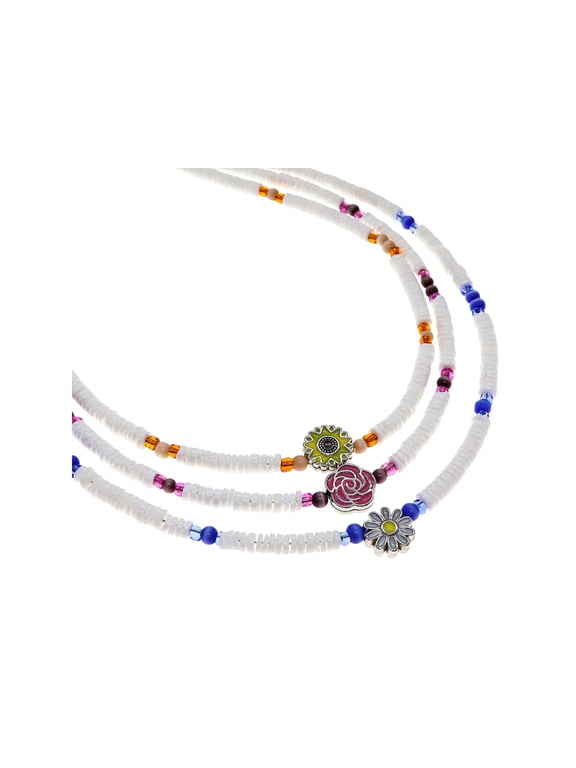 3 Puka Shell Necklace Set, White Seashell Chokers for Women