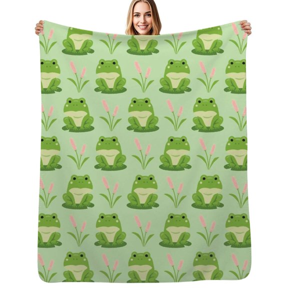 Frog Seamless Pattern Flannel Blanket Warm Soft Bedding Throws Winter Camping Chair Sofa Bed