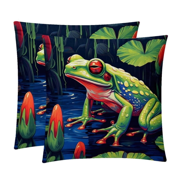 Frog Set of 2 Velvet Throw Pillow with Unique Patterns - 16x16, 18x18, 20x20 Inches for Various Occasions - Pillows Covers Throw Pillow Inserts Pillow Inserts