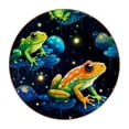 thumbnail image 1 of Frog Set of 6 Round Microfiber Leather Coasters, 11x11 cm/4.3x4.3 in, Drink Coasters for Cups, Heat Absorbent Coasters for Drinks, Coaster Set for Home and Kitchen - Black, 1 of 6