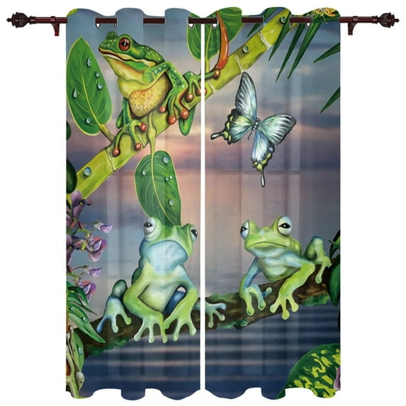 Frog Shadow Leaf Plant Natural Window Curtains Curtains for Living Room Decorative Items Living Room