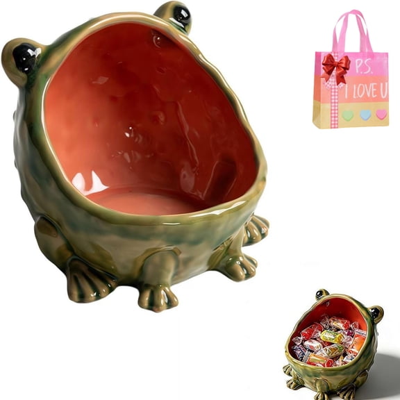 Frog Shaped Decorative Bowl, Frog Statue, Large Mouth Frogs Figurine Candy Bowl, Cute Frogs Statue Decorative Tray, Froges Candy Dish Key Bowls for Home Office Desk Table Decor