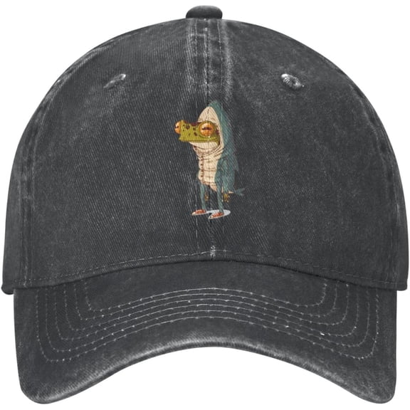Frog Shark Black Vintage Distressed Adjustable Washed Denim Mens Dad Trucker Hat Baseball Ball Cap for Men