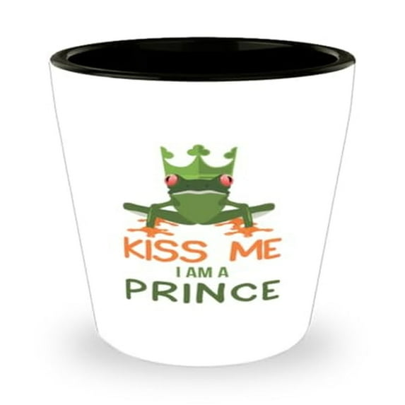 Frog Shot Glass 'Kiss Me I'm A Prince', Unique Amphibian-Themed Mini Glassware for Actuary Gifts, 1.5oz Cup Fun Celebrations