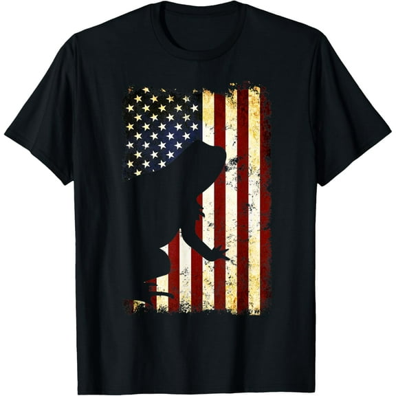 Frog Silhouette American Flag 4th of July T-Shirt