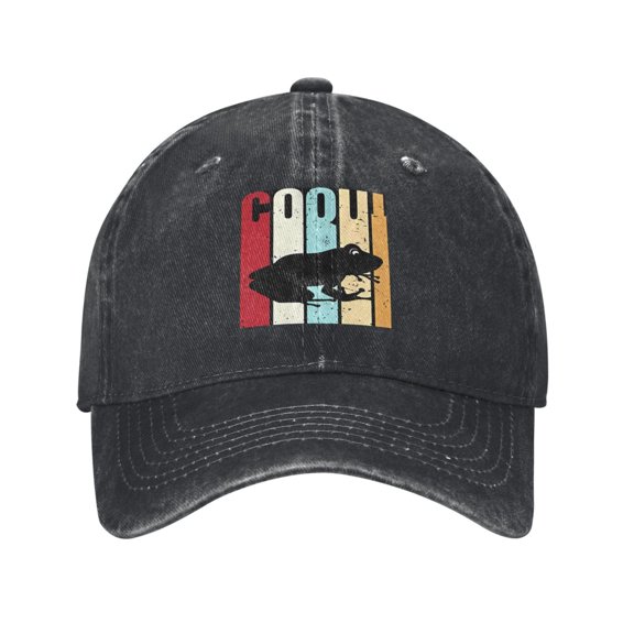 Frog Silhouette Vintage Style Baseball Cap Golf Dad Hat Adjustable Washed Denim Trucker Hats Unconstructed Snapback Cap for Men Women Unisex Adult,Black