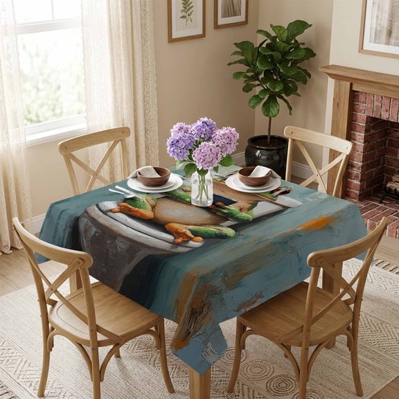 Frog Sits on The Toilet Square Tablecloth 54x54 Inch Funny Frog Waterproof Polyester Tablecloth for Dining Table, Washable Table Cover for Kitchen Dining Room Wedding Decoration,Stain Resistant