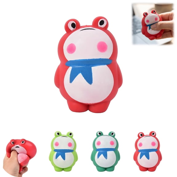 Frog Slow Rising Squishy Toys, Frog Squishies Fidget Toys for Adults, Super Soft Sensory Stress Ball Squeeze Toys for Stress Relief (Red)