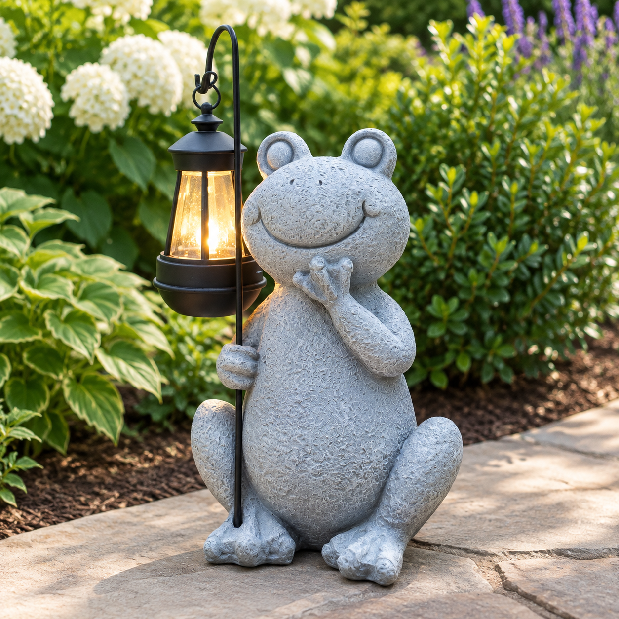 Large Toad Statue Frog Solar Garden Statue with Lantern Lights for Yard Balcony Lawn ...