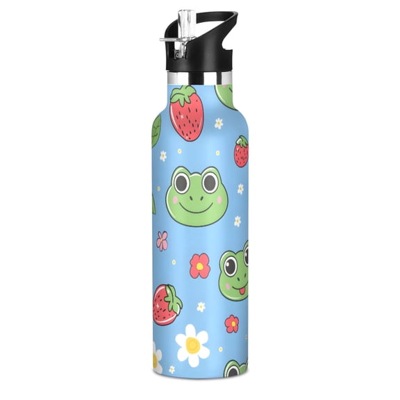 Frog Sport Water Bottle for Kids Insulated with Straw for School Outdoor Daily Use