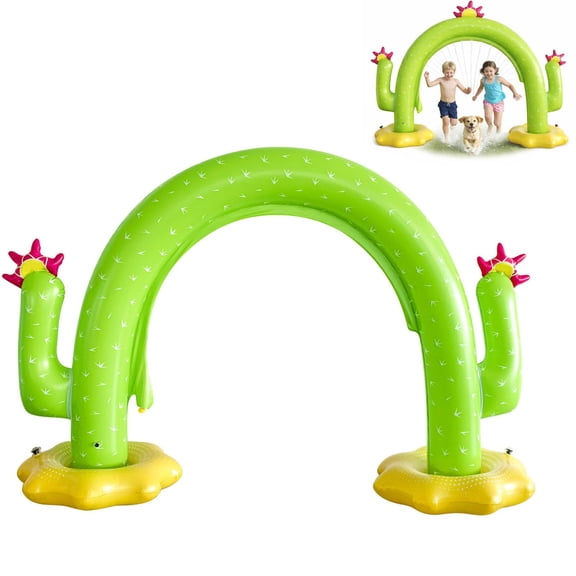 Frog Sprinkler, Cactus Fun Inflatable Sprinkler Tunnel, 8.1 x 5.5ft, Quick Inflate Water Toy for Kids During Those Hot Summer Days Green
