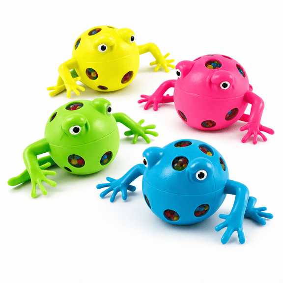 Frog Squeeze Balls Stress Relief Desk Accessory Color Mix 4 Count