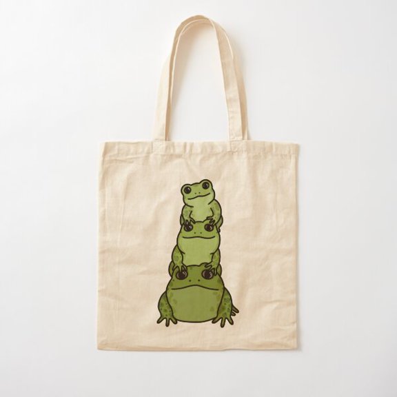 Frog Stack Canvas Tote Bags, Reusable Shopping Bag