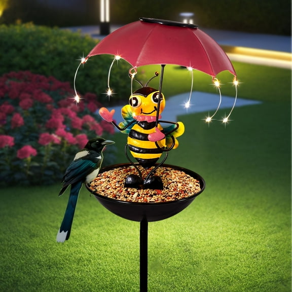 Frog Statue Solar Street Light,Outdoor Bird Feeder,Garden Decoration with LED Light String,Hummingbird Feeder Channel Light, Suitable for Aisles, Lawns,Terraces