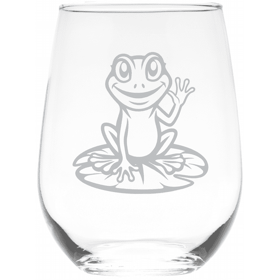C&M Personal Gifts 17 oz Frog Stemless Wine Glass (Style F2)