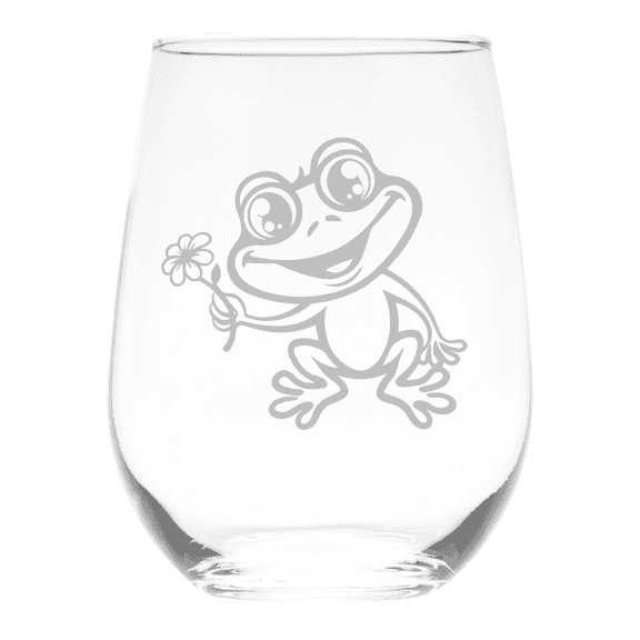 C&M Personal Gifts 17 oz Frog Stemless Wine Glass (Style F3)