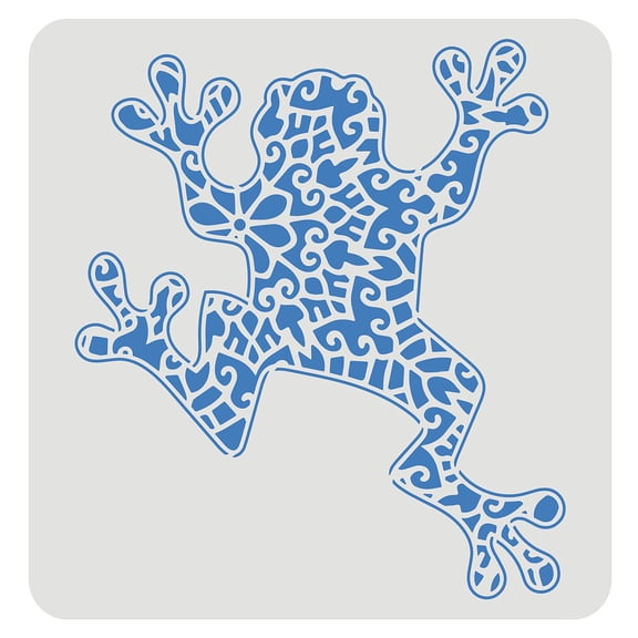 Frog Stencils 11.8x11.8 inch DIY Mandala Frog Stencil Template Plastic Frog Pattern Stencils Reusable Frog Stencils DIY Home Decor Stencil for Painting on Wood Floor Wall