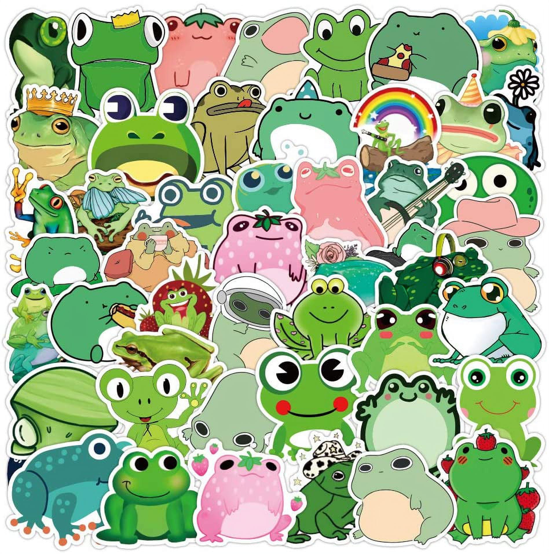 100pcs Frog Mini Stickers Cute Aesthetic Waterproof Sticker for  Laptop,Guitar,Skateboard,Luggage,HydroFlasks, Gift for Frog Lovers Birthday  Party