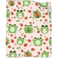 thumbnail image 1 of Frog Strawberry Blanket Gifts for Frog Strawberry Lover 40 x 50 Inch for Kid,Frog Strawberry Fannel Fleece Throw Blanket Super Soft Throws Blanket for Bed Couch Sofa, 1 of 6