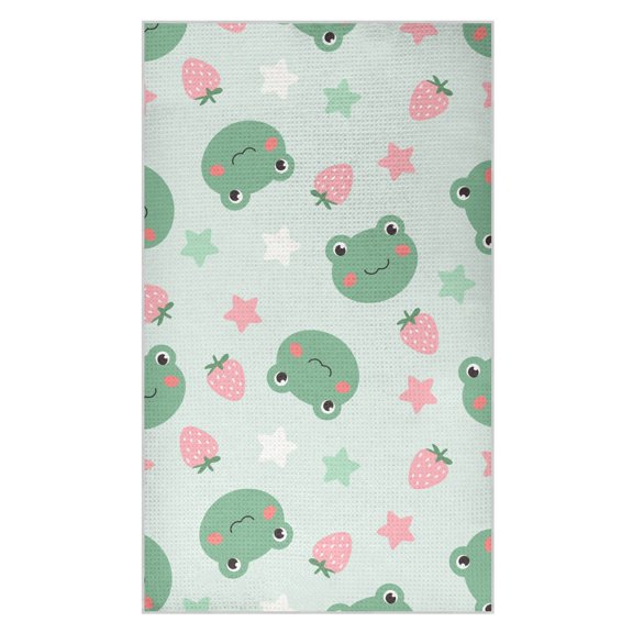 Frog Strawberry Star Pattern Waffle Kitchen Towels 18x30 in Soft Absorbent Quick Dry Dishcloths