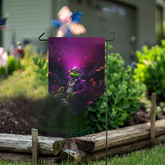 Frog Suit Garden Flag 18" x 12.5" Double Sided Yard Lawn Outdoor Decor Small Yard Flags