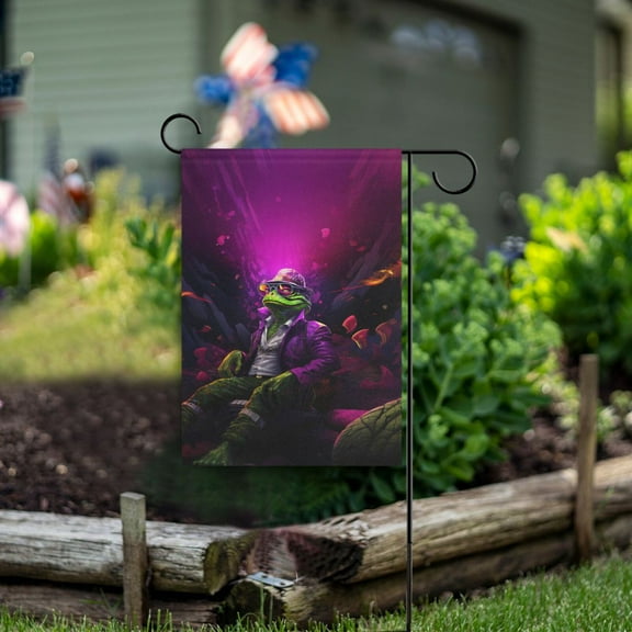 Frog Suit Garden Flag Double Sided Outdoor Banners for Courtyard Outdoor Lawn Farmhouse Holiday Decorations