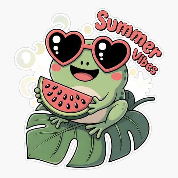 Frog Sunny Coastal Everyday Decor Art Vinyl Sticker
