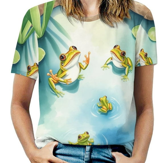 Frog T-Shirts Casual T-Shirt Short Sleeve Women Trendy Tshirt Beach Custom Tops