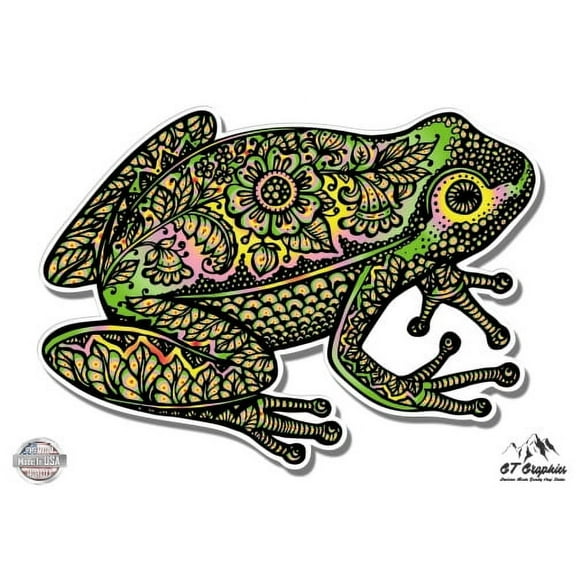 Frog Tangle Art Design - 8" Vinyl Sticker - For Car Laptop I-Pad - Waterproof Decal
