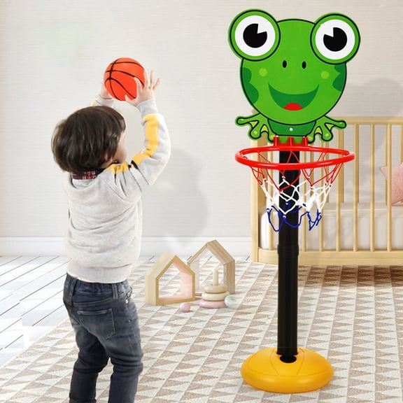 Frog Themed Adjustable Basketball Hoop, Complete Play Set with Ball, Adjustable Height Stand for Daily Sports Activity, Portable Playing Equipment