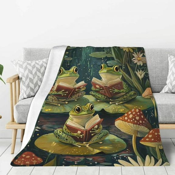 Frog Throw Blanket Ultra Soft Cozy Decorative Flannel Blankets for Home Bed Couch Chair Travel 50x40
