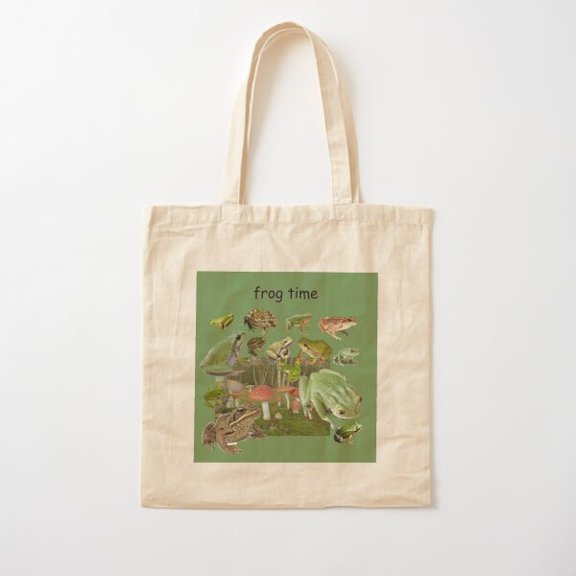 Frog Time Style 01 Canvas Tote Bags, Reusable Shopping Bag