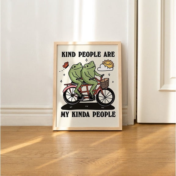 Frog Toad Illustration Retro Kindness Quote Retro Wall Decor Art Print, Unframed Paper Print Size 24x36