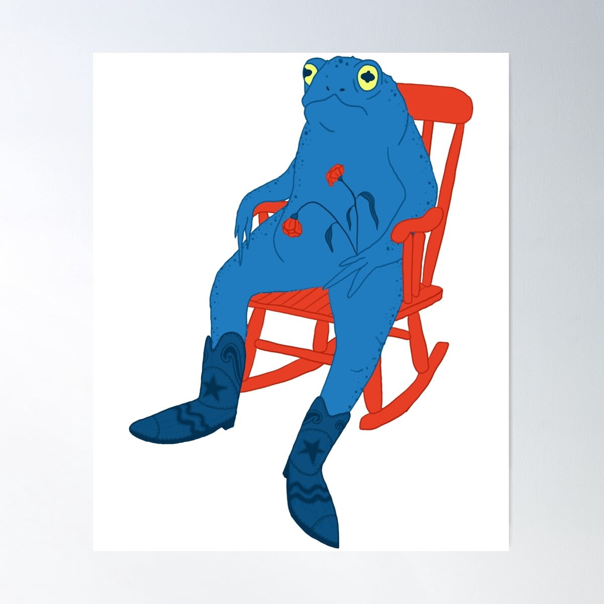 Frog Toad Sitting On A Rocking Chair In Cowboy Boots Poster Wall Art ...