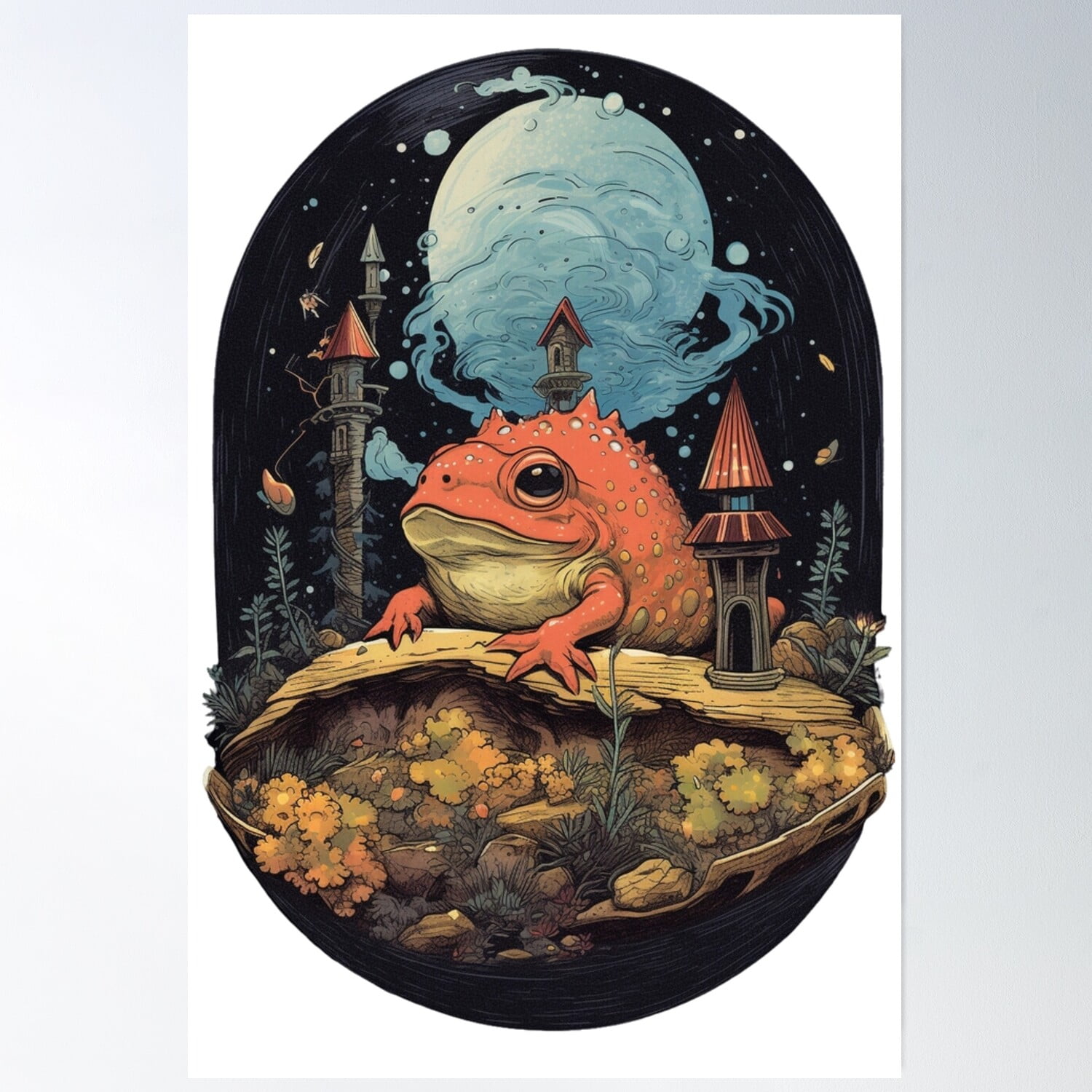 Frog Toad Terrarium Poster Wall Art, Modern Wall Decor, 8x12 UNFRAMED ...