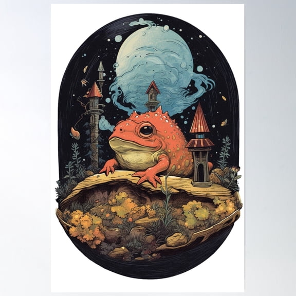 Frog Toad Terrarium Poster Wall Art, Modern Wall Decor, 8x12 UNFRAMED