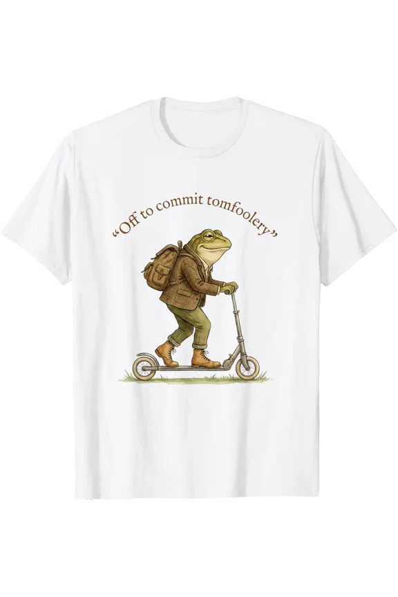 Frog Toad Weirdcore Cottagecore Off To Commit Tomfoolery T-Shirt Size S-5XL