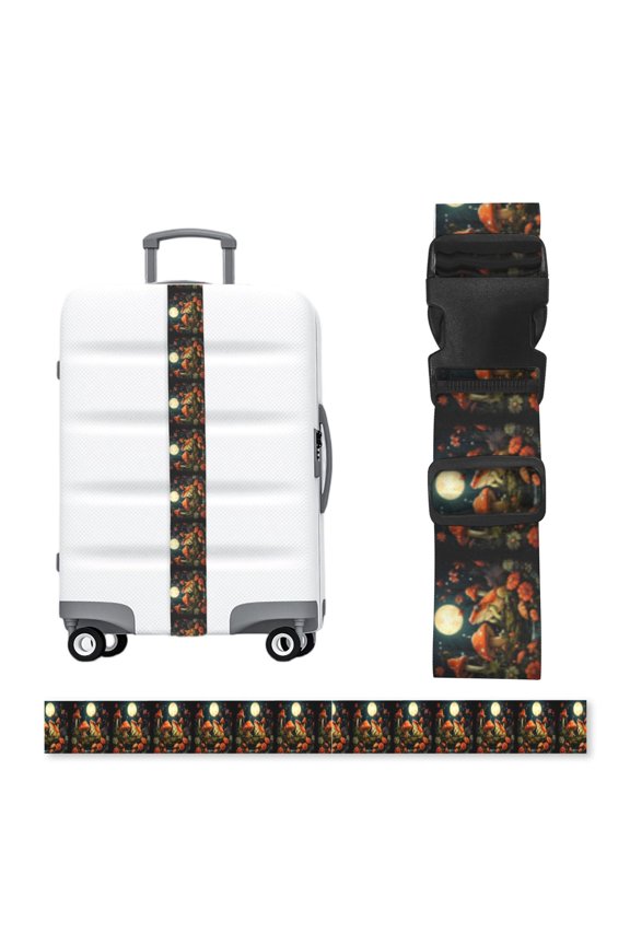 Frog Toads Mushroom Cool Adjustable Luggage Strap, 2-Inch Wide Heavy-Duty Suitcase Belt, Buckle Travel Bag Securing Band