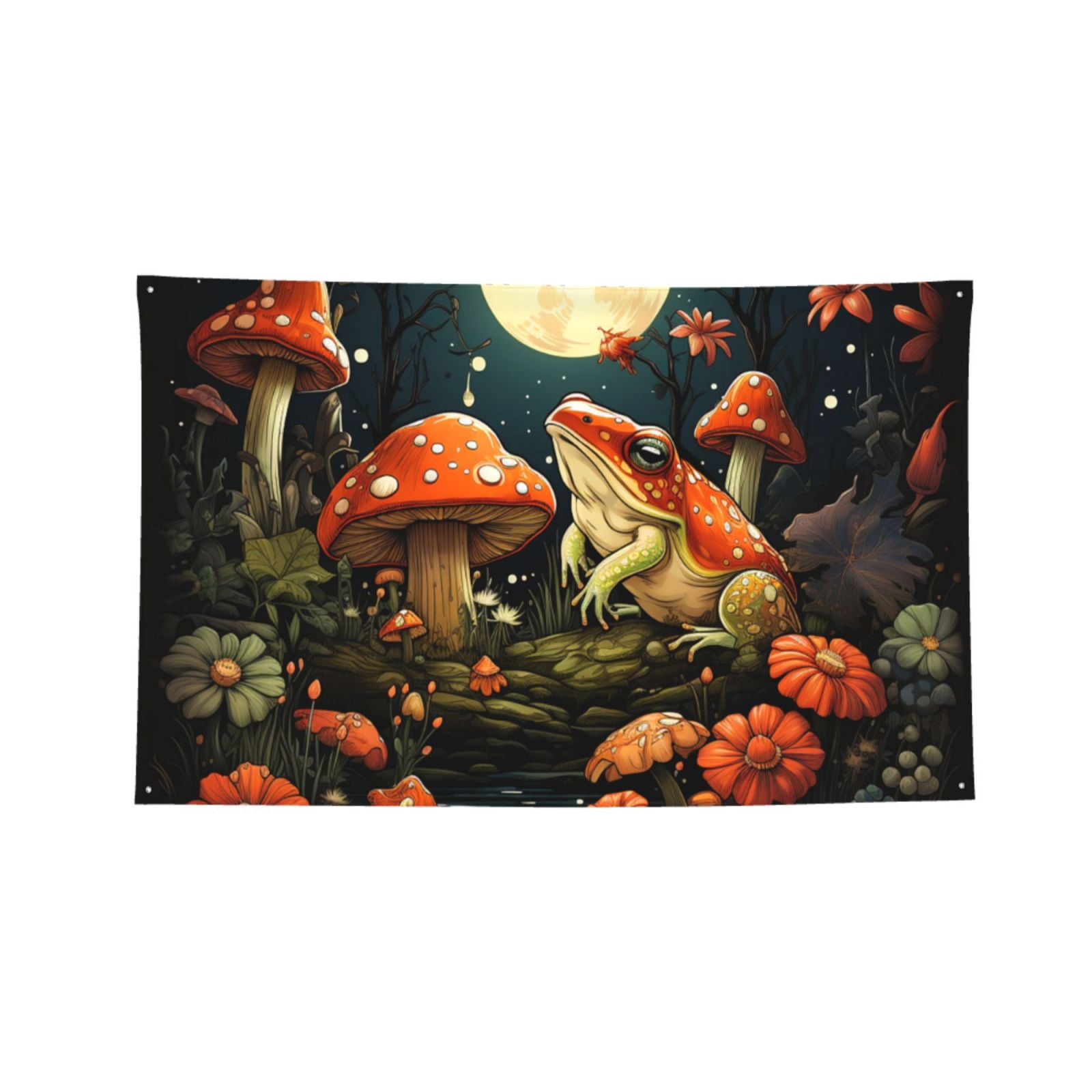 Frog Toads Mushroom Cool Four Hole Decorated Banner Flag for Garden Yard Home Decoration Indoor Outdoor 4x6 Ft