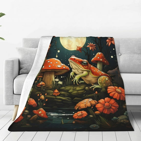 Frog Toads Mushroom Cool Throw Blanket Super Soft Lightweight Cozy Fluffy Plush Blanket for Bed Couch Sofa Chair 40x30