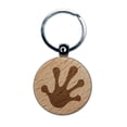 thumbnail image 1 of Frog Toes Footprint Round Keychain Charm Tag - Engraved Wood, 1 of 6