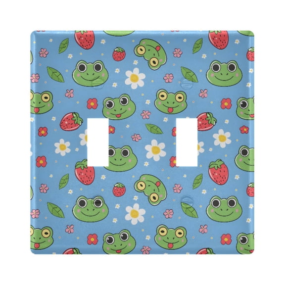 Frog Toggle Switch Wall Plate 2-Gang Unbreakable Durable PC Flush Fit Round Edge 4.48x4.56in