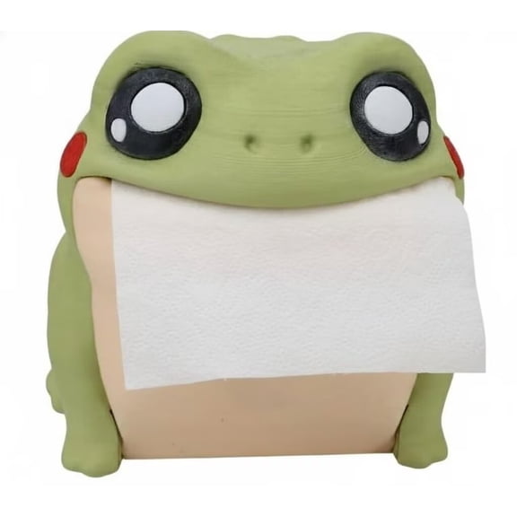 Frog Toilet Paper Holder Dispenser  Frodrick Toad 3D Printed Resin Towel Holder Stand with Interactive Flip Belly & Tiny Butt, Green Funny Free Standing Cute Animal Tissue Roll Storage for Bathroom