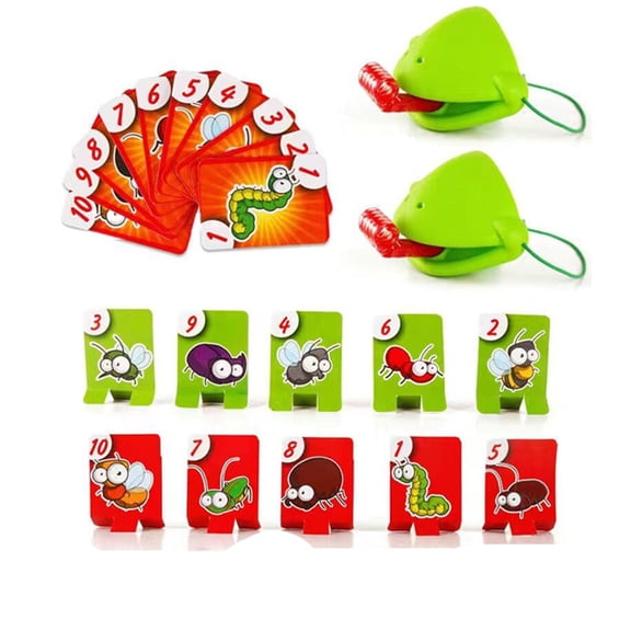 Frog Tongue-Out Toys for Kids - 2 10 Cards, Desktop Puzzle Game